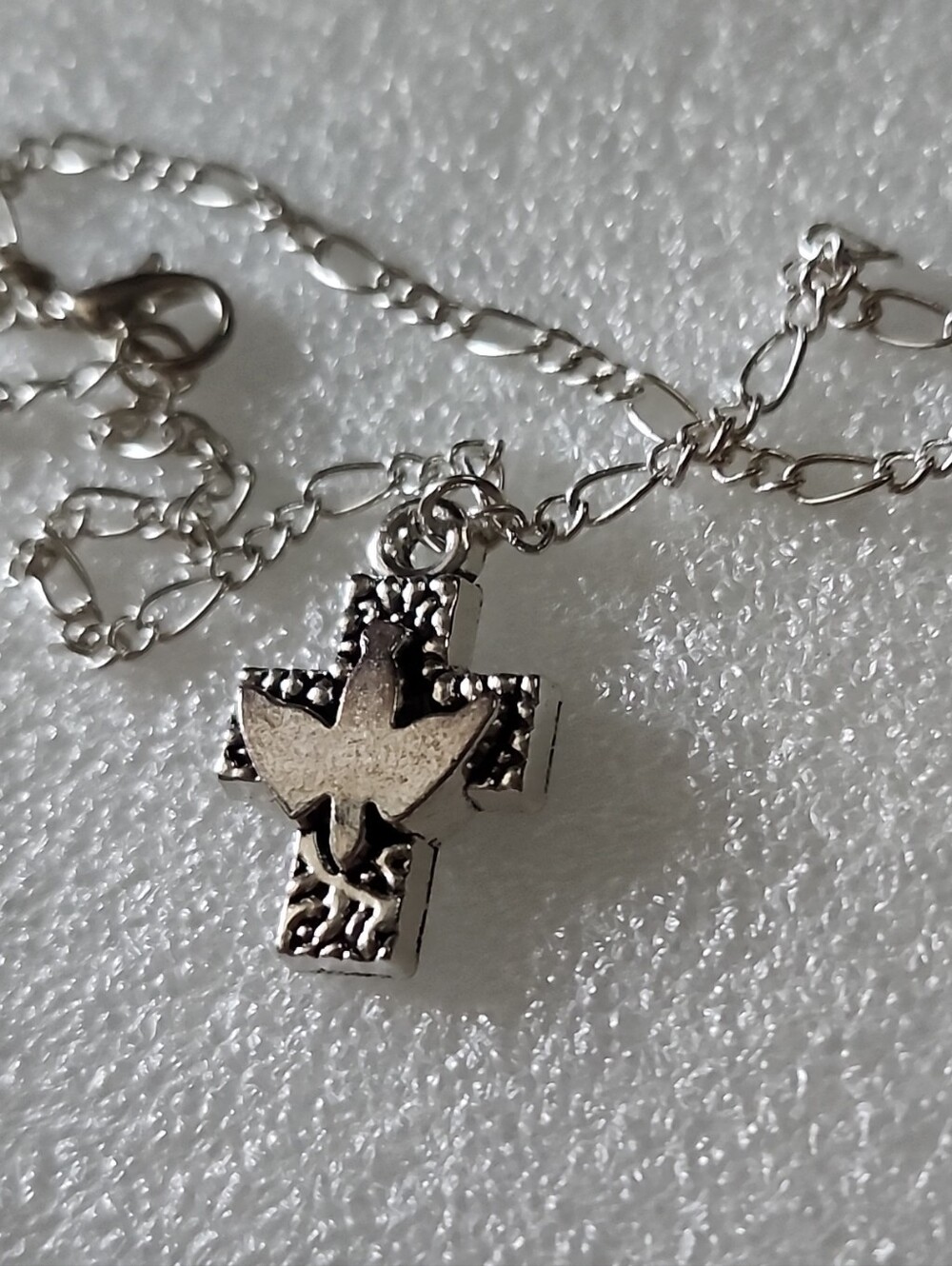 Hand Crafted Silver Cross Bracelet / Anklet with Dove Motif